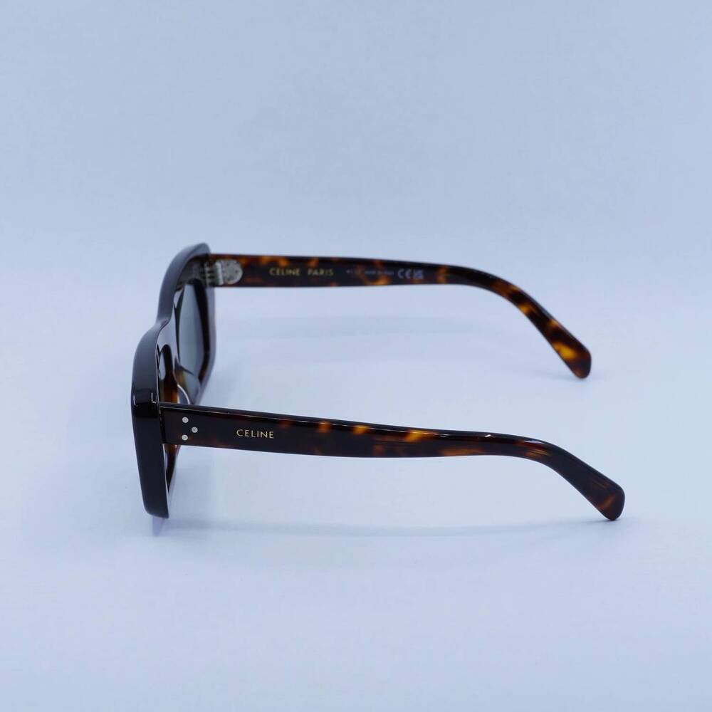 NEW CELINE unisex - cl40259i 52n rectangle sunglasses in dark havana/green - Picture 2 of 5